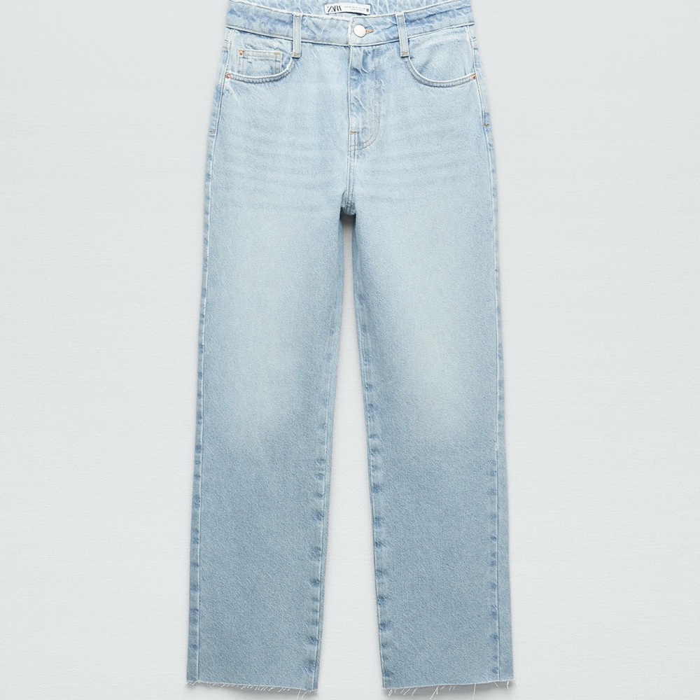 Zara Z1975 HIGH-RISE STRAIGHT JEANS light wash - Picture 6 of 14